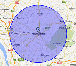 Zones d'intervention ramonage à Cognac, en Charente et Charente-Maritime